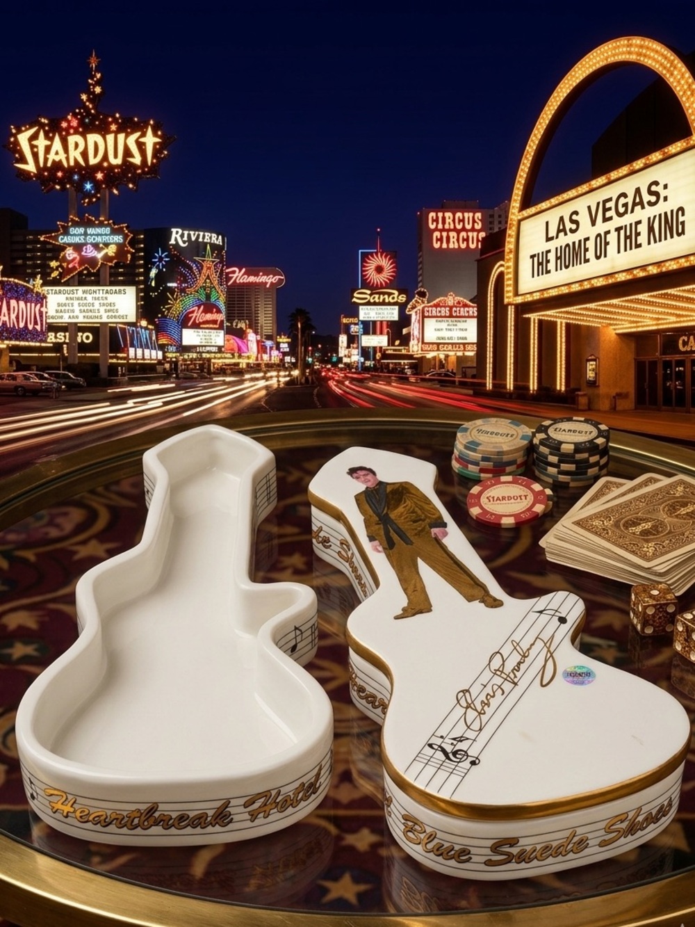 Elvis Presley Signature Guitar Porcelain Trinket Box - Picture 3 of 9